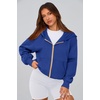 PRETTYGARDEN Hoodies for Women Fall Fashion Zip Up Fleece Plain Sweatshirt(Bright Blue)