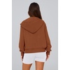 PRETTYGARDEN Hoodies for Women Fall Fashion Zip Up Fleece Plain Sweatshirt(Brown)