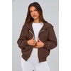 PRETTYGARDEN Hoodies for Women Fall Fashion Zip Up Fleece Plain Sweatshirt(Brown Coffee)