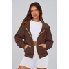 PRETTYGARDEN Hoodies for Women Fall Fashion Zip Up Fleece Plain Sweatshirt(Brown Coffee)