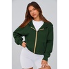 PRETTYGARDEN Hoodies for Women Fall Fashion Zip Up Fleece Plain Sweatshirt(Dark Green)