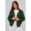 PRETTYGARDEN Hoodies for Women Fall Fashion Zip Up Fleece Plain Sweatshirt(Dark Green)