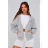 PRETTYGARDEN Hoodies for Women Fall Fashion Zip Up Fleece Plain Sweatshirt(Grey)