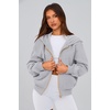 PRETTYGARDEN Hoodies for Women Fall Fashion Zip Up Fleece Plain Sweatshirt(Grey)