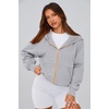 PRETTYGARDEN Hoodies for Women Fall Fashion Zip Up Fleece Plain Sweatshirt(Grey)
