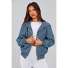 PRETTYGARDEN Hoodies for Women Fall Fashion Zip Up Fleece Plain Sweatshirt(Grey Blue)