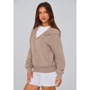 PRETTYGARDEN Hoodies for Women Fall Fashion Zip Up Fleece Plain Sweatshirt(Grey Khaki)