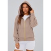 PRETTYGARDEN Hoodies for Women Fall Fashion Zip Up Fleece Plain Sweatshirt(Grey Khaki)