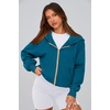 PRETTYGARDEN Hoodies for Women Fall Fashion Zip Up Fleece Plain Sweatshirt(Lake Blue)