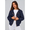 PRETTYGARDEN Hoodies for Women Fall Fashion Zip Up Fleece Plain Sweatshirt(Navy)