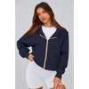 PRETTYGARDEN Hoodies for Women Fall Fashion Zip Up Fleece Plain Sweatshirt(Navy)
