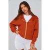 PRETTYGARDEN Hoodies for Women Fall Fashion Zip Up Fleece Plain Sweatshirt(Orange)