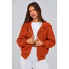 PRETTYGARDEN Hoodies for Women Fall Fashion Zip Up Fleece Plain Sweatshirt(Orange)
