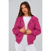 PRETTYGARDEN Hoodies for Women Fall Fashion Zip Up Fleece Plain Sweatshirt(Rose Red)