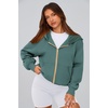 PRETTYGARDEN Hoodies for Women Fall Fashion Zip Up Fleece Plain Sweatshirt(Sage Green)