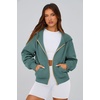PRETTYGARDEN Hoodies for Women Fall Fashion Zip Up Fleece Plain Sweatshirt(Sage Green)