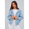 PRETTYGARDEN Hoodies for Women Fall Fashion Zip Up Fleece Plain Sweatshirt(Sky Blue)