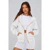 PRETTYGARDEN Hoodies for Women Fall Fashion Zip Up Fleece Plain Sweatshirt(White)