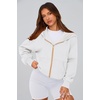 PRETTYGARDEN Hoodies for Women Fall Fashion Zip Up Fleece Plain Sweatshirt(White)