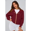 PRETTYGARDEN Hoodies for Women Fall Fashion Zip Up Fleece Plain Sweatshirt(Wine Red)