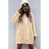 PRETTYGARDEN Sweatshirt for Women Fall Oversized Hoodie Dress(Apricot)
