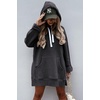 PRETTYGARDEN Sweatshirt for Women Fall Oversized Hoodie Dress(Dark Grey)