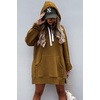 PRETTYGARDEN Sweatshirt for Women Fall Oversized Hoodie Dress(Dark Khaki)