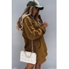 PRETTYGARDEN Sweatshirt for Women Fall Oversized Hoodie Dress(Dark Khaki)