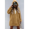 PRETTYGARDEN Sweatshirt for Women Fall Oversized Hoodie Dress(Light Khaki)
