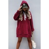 PRETTYGARDEN Sweatshirt for Women Fall Oversized Hoodie Dress(Wine Red)
