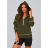 PRETTYGARDEN Women’s Fall Half Zip Cropped Hoodie Sweatshirt(Army Green)