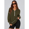 PRETTYGARDEN Women’s Fall Half Zip Cropped Hoodie Sweatshirt(Army Green)