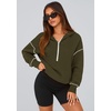 PRETTYGARDEN Women’s Fall Half Zip Cropped Hoodie Sweatshirt(Army Green)