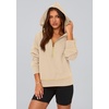 PRETTYGARDEN Women’s Fall Half Zip Cropped Hoodie Sweatshirt(Beige)