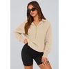 PRETTYGARDEN Women’s Fall Half Zip Cropped Hoodie Sweatshirt(Beige)