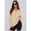 PRETTYGARDEN Women’s Fall Half Zip Cropped Hoodie Sweatshirt(Beige)