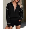 PRETTYGARDEN Women’s Fall Half Zip Cropped Hoodie Sweatshirt(Black)