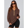 PRETTYGARDEN Women’s Fall Half Zip Cropped Hoodie Sweatshirt(Brown Coffee)