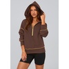 PRETTYGARDEN Women’s Fall Half Zip Cropped Hoodie Sweatshirt(Brown Coffee)