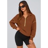 PRETTYGARDEN Women’s Fall Half Zip Cropped Hoodie Sweatshirt(Caramel)
