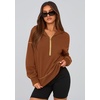 PRETTYGARDEN Women’s Fall Half Zip Cropped Hoodie Sweatshirt(Caramel)