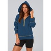 PRETTYGARDEN Women’s Fall Half Zip Cropped Hoodie Sweatshirt(Dark Blue)
