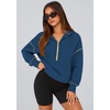 PRETTYGARDEN Women’s Fall Half Zip Cropped Hoodie Sweatshirt(Dark Blue)