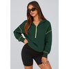 PRETTYGARDEN Women’s Fall Half Zip Cropped Hoodie Sweatshirt(Dark Green)