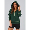 PRETTYGARDEN Women’s Fall Half Zip Cropped Hoodie Sweatshirt(Dark Green)