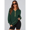 PRETTYGARDEN Women’s Fall Half Zip Cropped Hoodie Sweatshirt(Dark Green)
