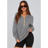 PRETTYGARDEN Women’s Fall Half Zip Cropped Hoodie Sweatshirt(Dark Grey)