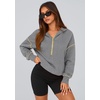 PRETTYGARDEN Women’s Fall Half Zip Cropped Hoodie Sweatshirt(Dark Grey)