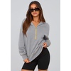 PRETTYGARDEN Women’s Fall Half Zip Cropped Hoodie Sweatshirt(Grey)