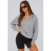 PRETTYGARDEN Women’s Fall Half Zip Cropped Hoodie Sweatshirt(Grey)